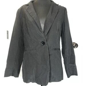 True Envy Stretch Black Blazer Jacket Single Button Pockets Lined Size S